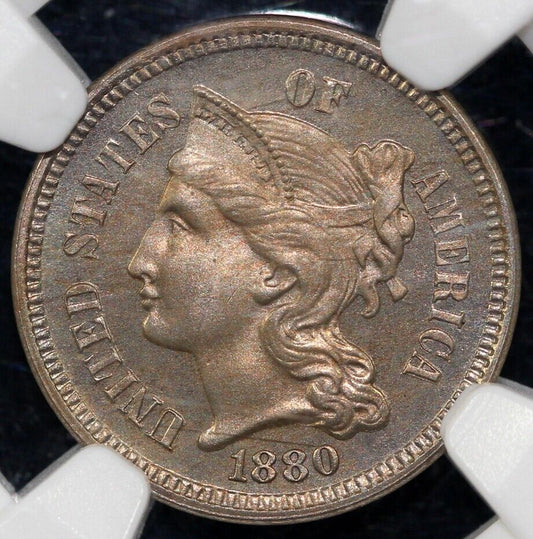 1880 3cn Proof Three Cent Nickel NGC and CAC PF 66