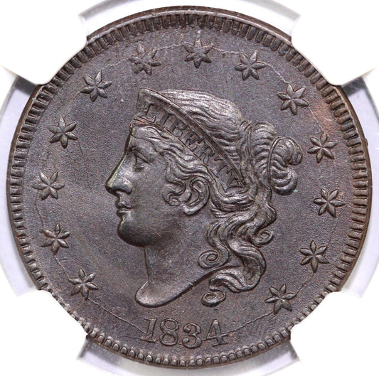 1834 1c N-6 Matron Head Large Cent NGC MS 61 BN
