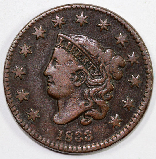 1833 1c Coronet or Matron Head Large Cent