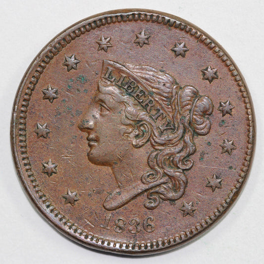 1836 1c N-7 Coronet or Matron Head Large Cent *Gobrecht Head*