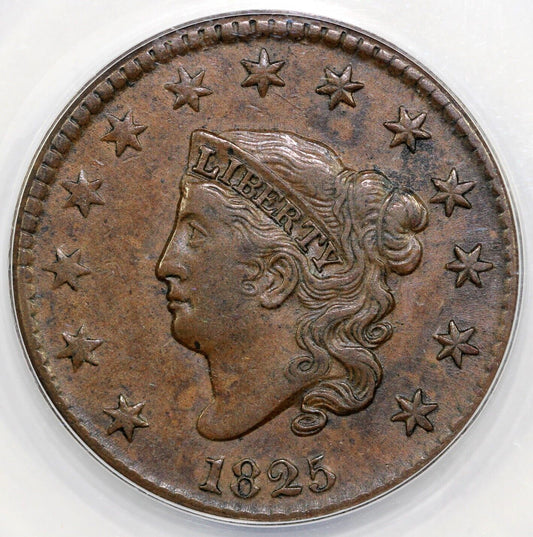 1825 1c N-6 Coronet or Matron Head Large Cent ANACS EF 40