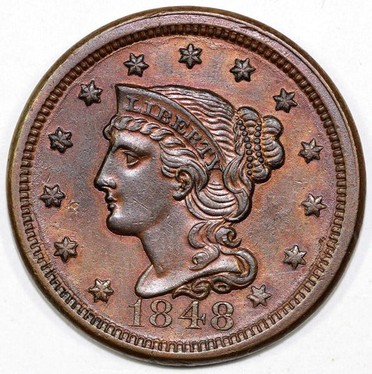 1848 1c N-25 Braided Hair Large Cent