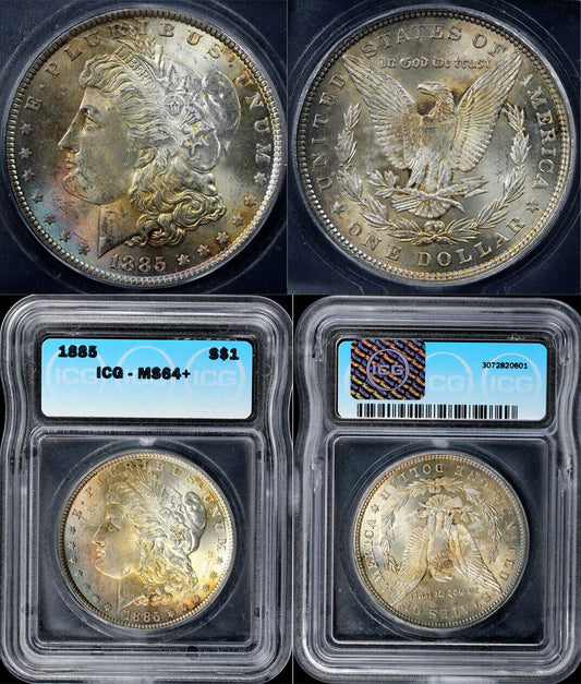 1885 $1 Morgan Dollar ICG MS 64+ *Color*