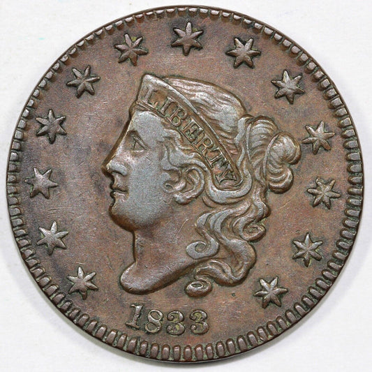1833 1c N-1 Matron Head Large Cent