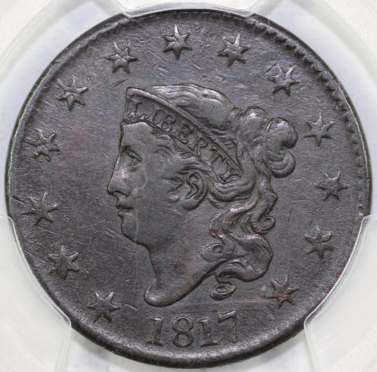 1817 1c N-2 13 Stars Matron Head Large Cent PCGS XF DETAIL CLEANED
