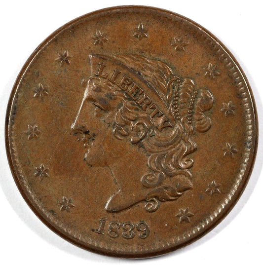 1839 1c N-10 Matron Head Large Cent