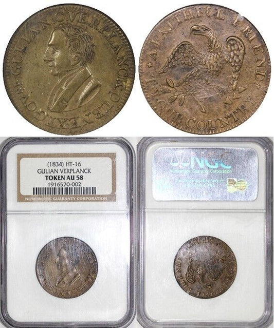 1834 Gulian Verplanck Hard TimesToken NGC AU 58