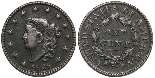 1828 1c N-10 Coronet or Matron Head Large Cent