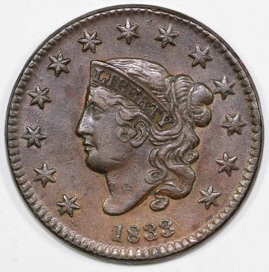 1833 1c N-3 Matron Head Large Cent
