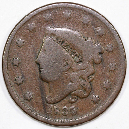 1835 1c N-3 Matron Head Large Cent