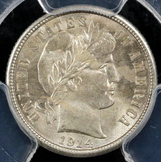 1914 10c Barber Dime PCGS MS 64