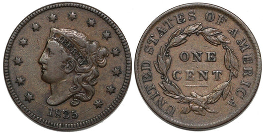 1835 1c N-3 Coronet or Matron Head Large Cent