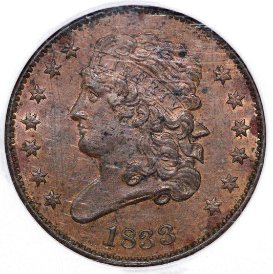 1833 1/2c C-1 Classic Head Half Cent NGC MS 61 BN