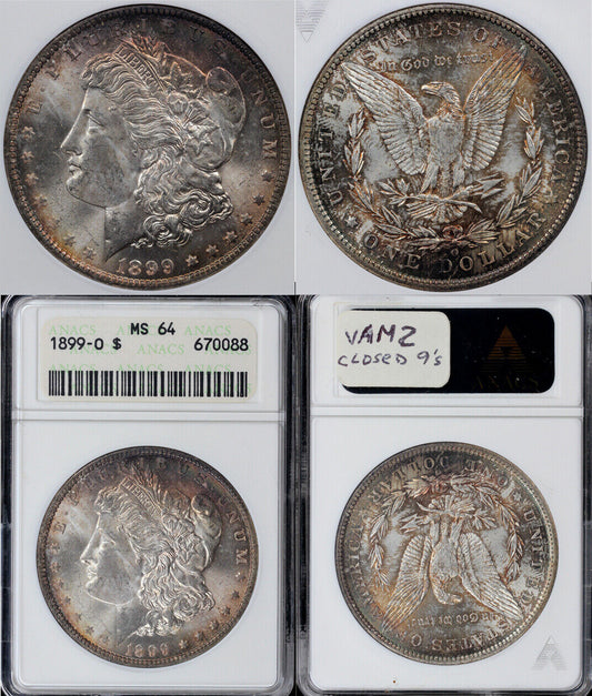 1899-O $1 Morgan Dollar ANACS MS 64 Vam - 2 Closed 9's