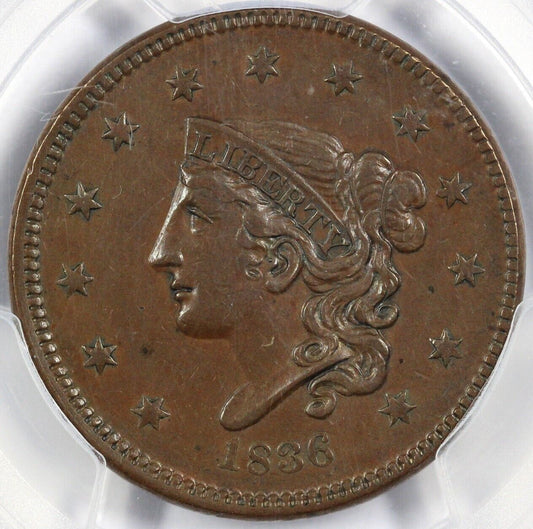 1836 1c N-7 Matron Head Large Cent PCGS AU 53