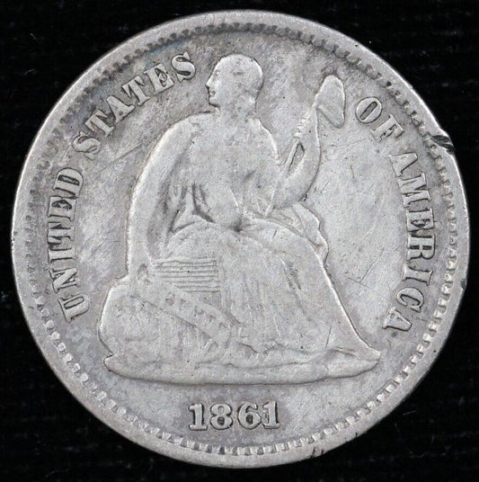 1861 H10c Seated Liberty Half Dime