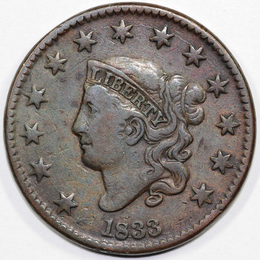 1833 1c Coronet or Matron Head Large Cent