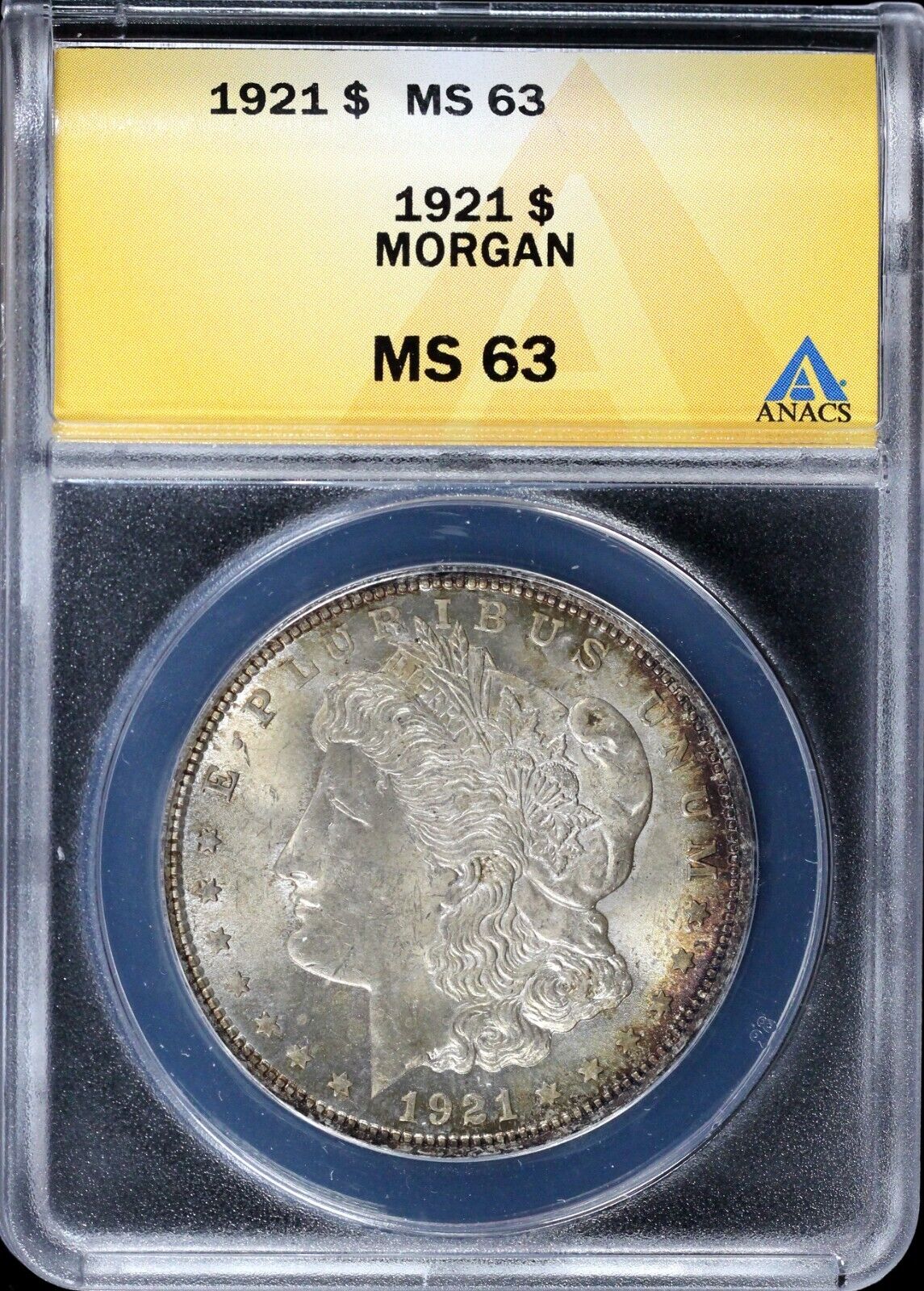 1921 $1 Morgan Dollar ANACS MS 63 *Toning*