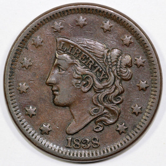 1838 1c N-1 Matron Head Large Cent