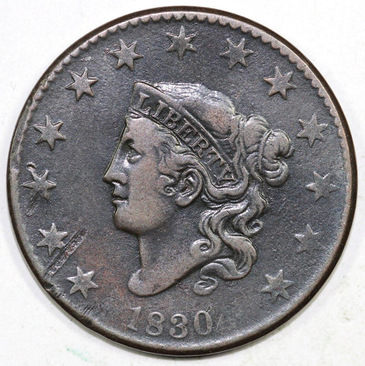 1830 1c N-11 Matron Head Large Cent