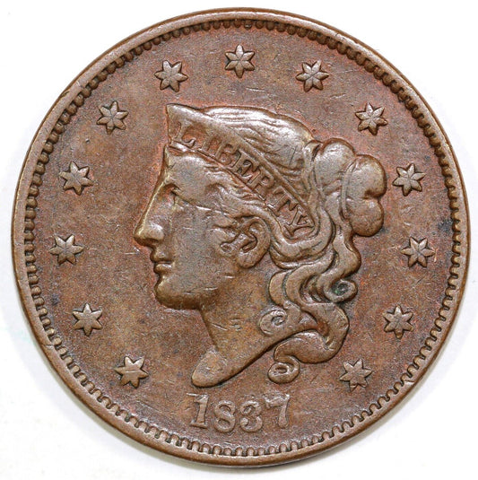 1837 1c N-15 Coronet or Matron Head Large Cent