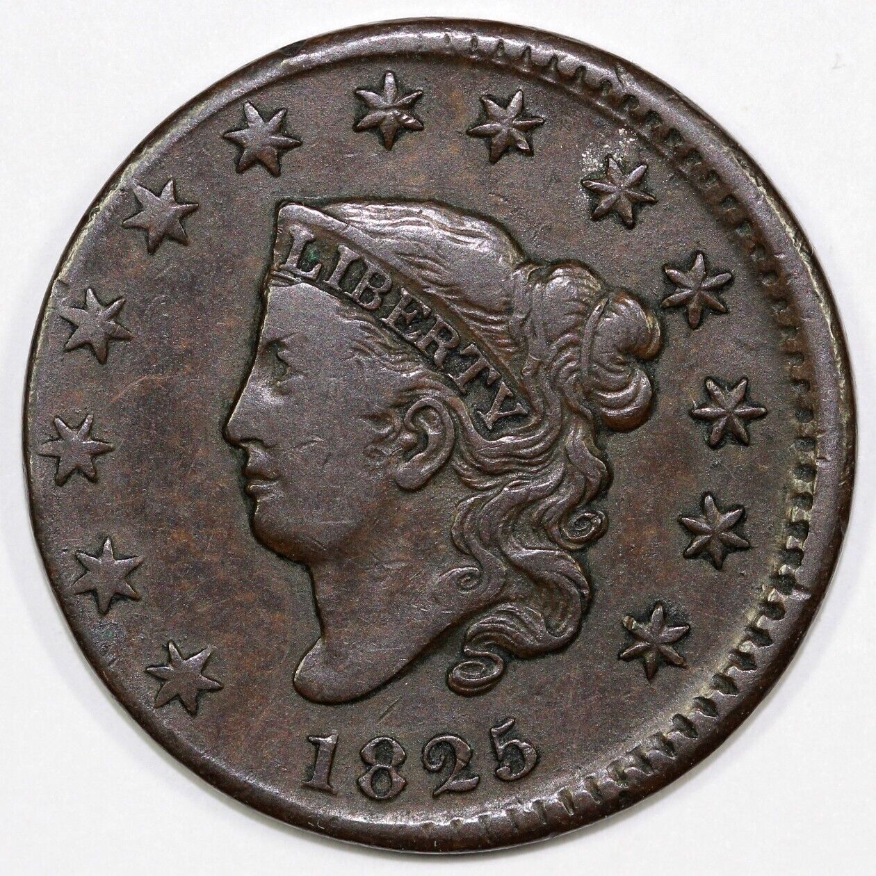 1825 1c N-9 Misaligned Die Matron Head Large Cent *Early Die State*