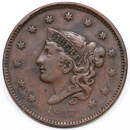 1837 1c N-17 Coronet or Matron Head Large Cent