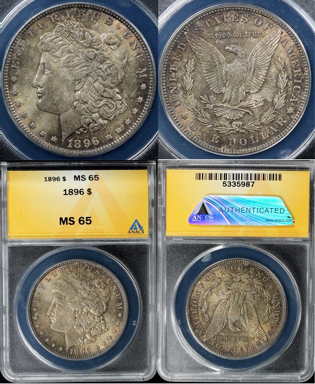 1896 $1 Morgan Dollar ANACS MS 65