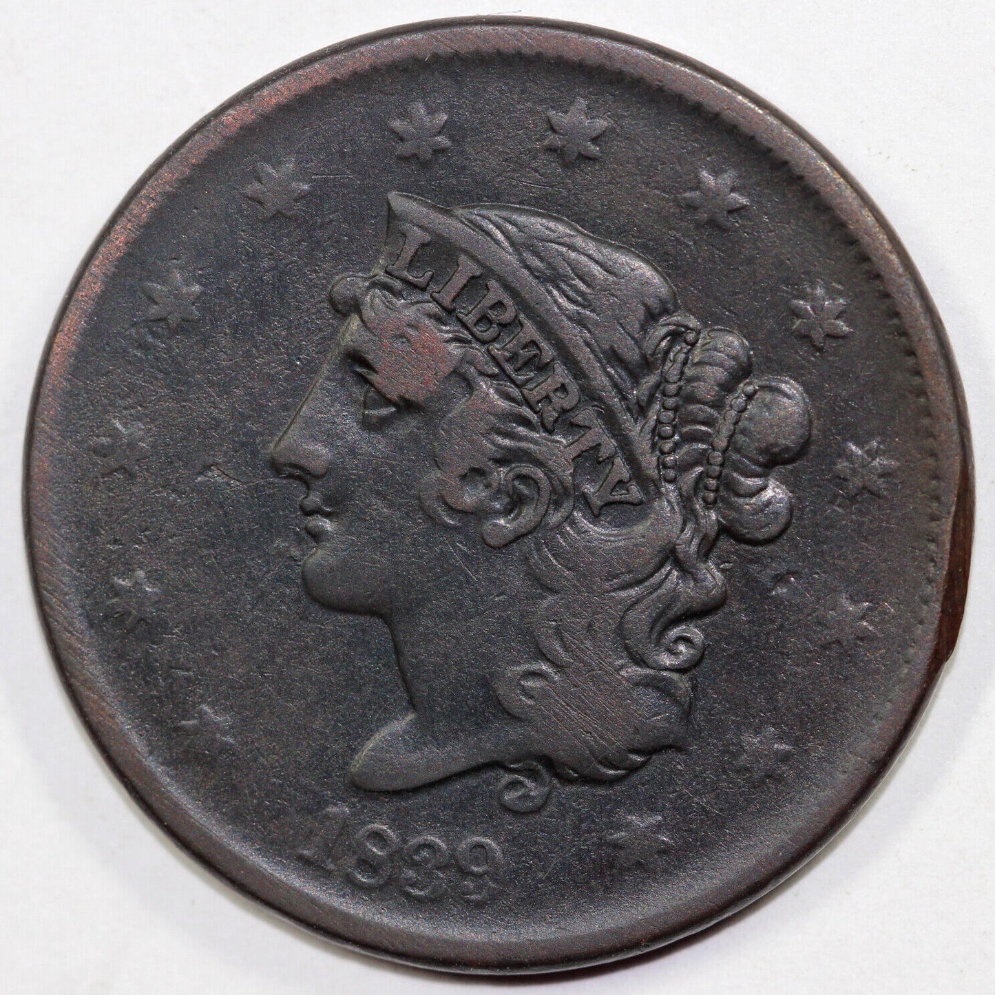 1839 1c N-14 Coronet or Matron Head Large Cent