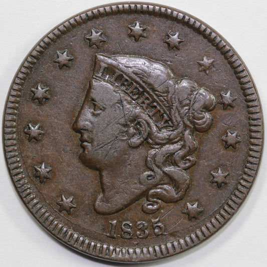 1835 1c Coronet or Matron Head Large Cent