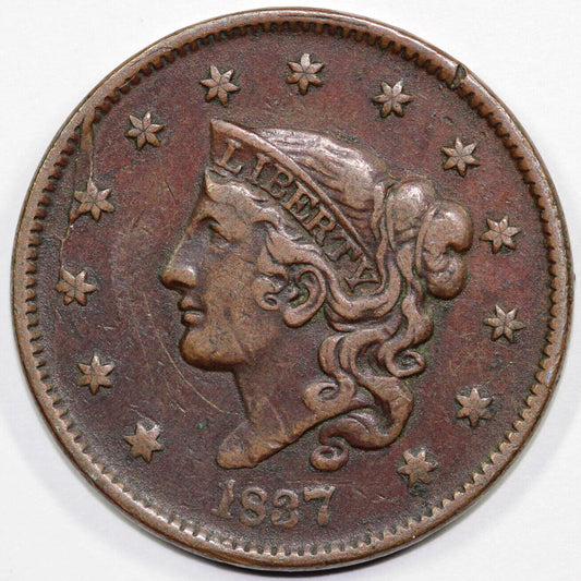 1837 1c Coronet or Matron Head Large Cent