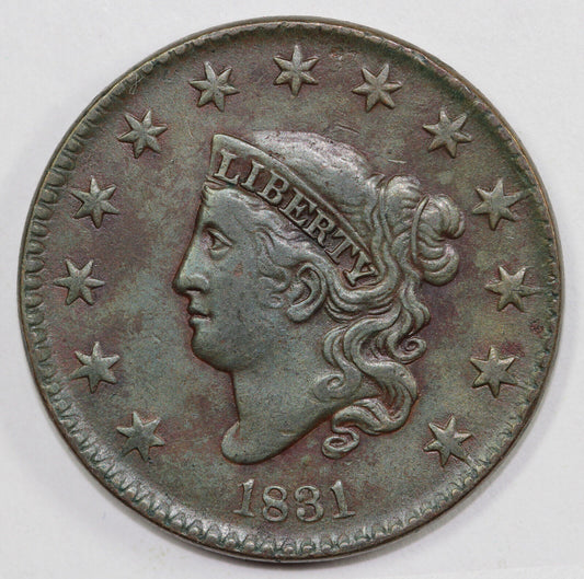 1831 1c N-2 Coronet or Matron Head Large Cent