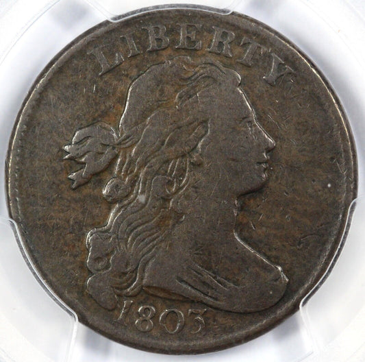 1803 1c S-259 Ghost 3 Small Date Large Frac Draped Bust Large Cent PCGS VF 20