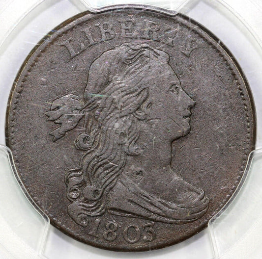1803 1c S-263 Small Date and Frac Draped Bust Large Cent PCGS VF DETAILS