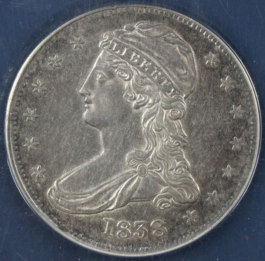 1838 50c Capped Bust Half Dollar ANACS AU 55 DETAILS CLEANED