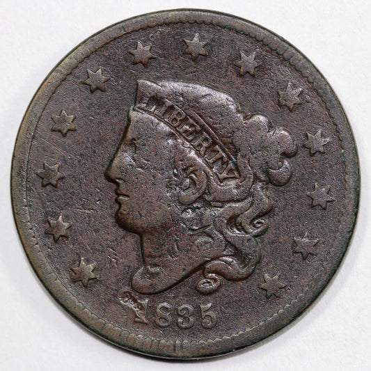 1835 1c N-10 Coronet or Matron Head Large Cent