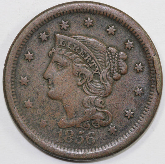 1856 1c N-13 Braided Hair Large Cent