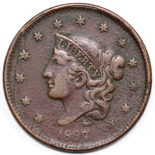 1837 1c N-2 Coronet or Matron Head Large Cent