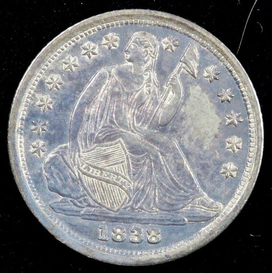 1838 H10c Seated Liberty Half Dime *Scratches, Great Color*
