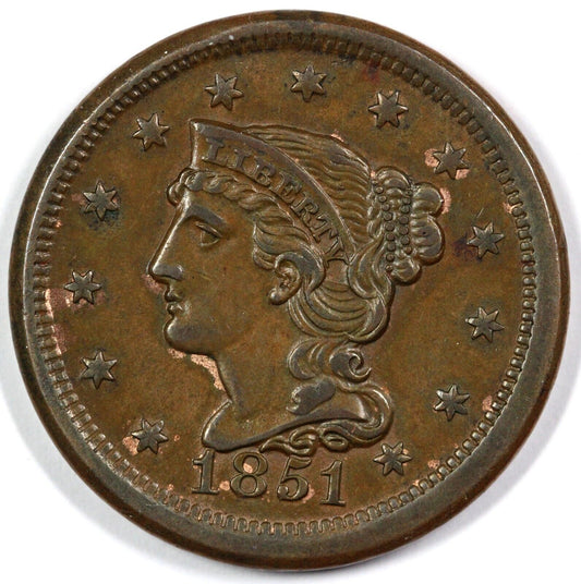 1851 1c N-10 Braided Hair Large Cent