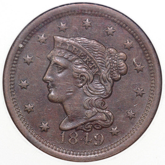 1849 1c N-24 Braided Hair Large Cent ANACS EF 40