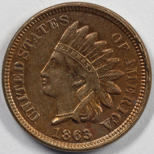 1863 1c Indian Head Cent *Rim Break Obverse*