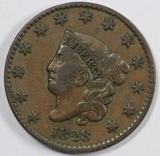 1828 1c N-2 Coronet or Matron Head Large Cent