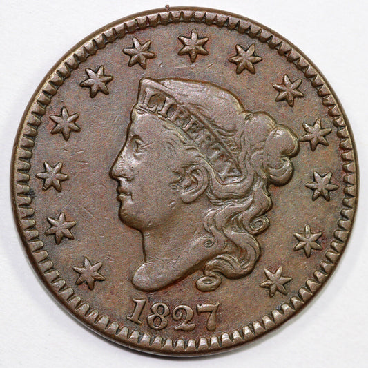 1827 1c N-4 Coronet or Matron Head Large Cent