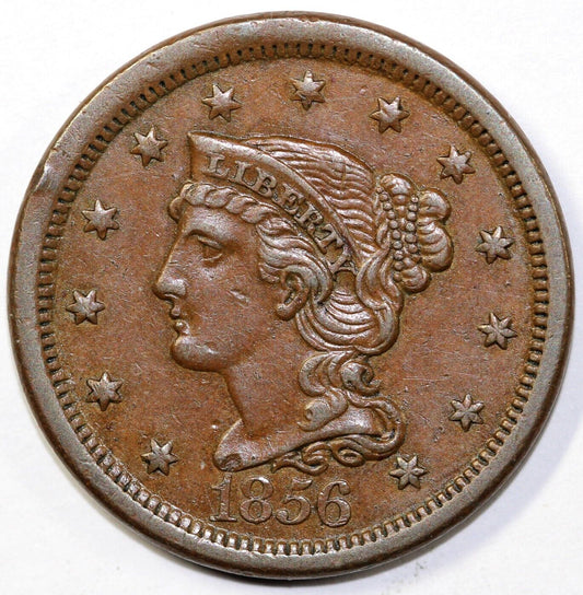 1856 1c N-17 Braided Hair Large Cent