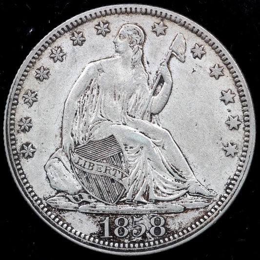 1858 50c Seated Liberty Half Dollar