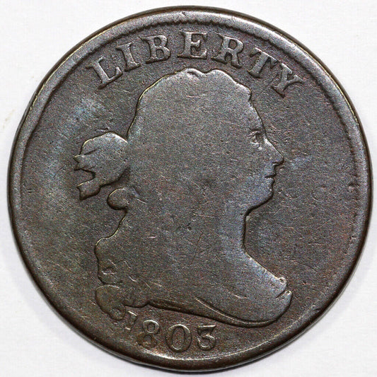 1803 1/2c C-2 Draped Bust Half Cent w/ Tag *Ex; 1990 Chalkey Collection*