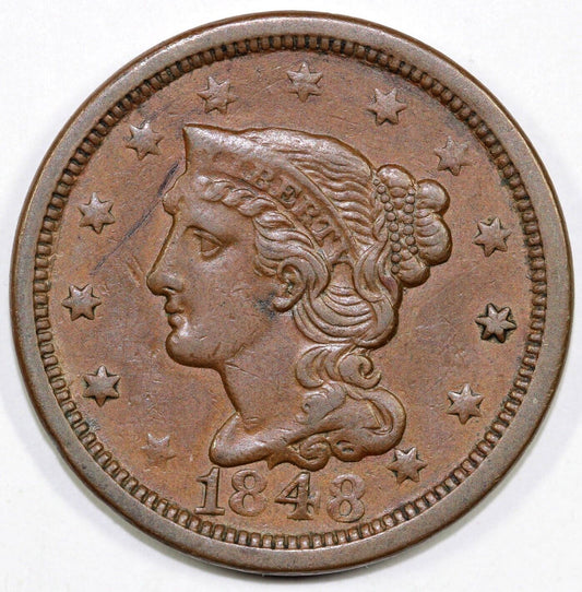 1848 1c N-37 Braided Hair Large Cent