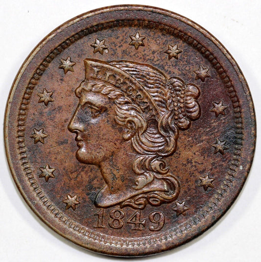 1849 1c Braided Hair Large Cent