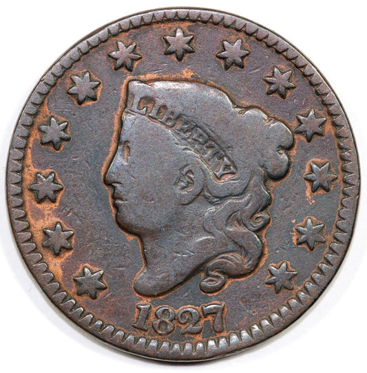 1827 1c Matron Head Large Cent